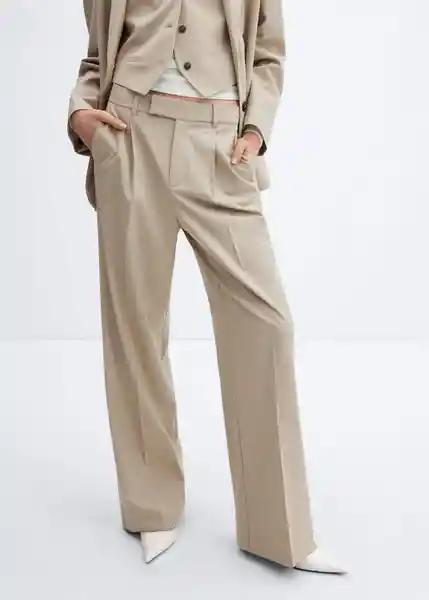 Pantalón Maura Beige Talla 46 Mujer Mango