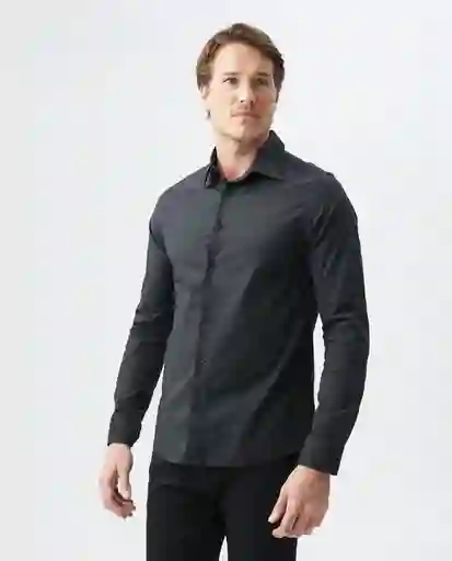 Camisa M/l Premium Negro Sombrío Ultraoscuro Talla L Hombre Chevignon