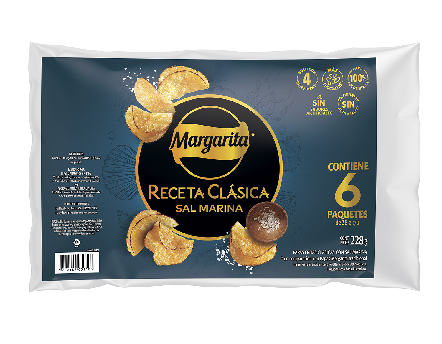 Papas Margarita Receta Clásica Sal Marina 228 g