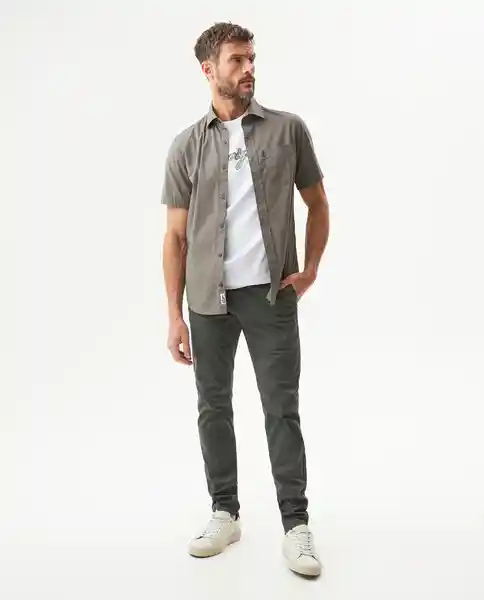Camisa Carbón Pocket Verde Aceituna Oscuro Talla S Chevignon