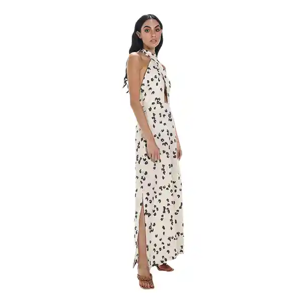 Vestido Estampado Largo Iris Beige Talla M