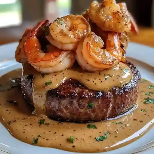 Puntas de Solomillo con Langostinos