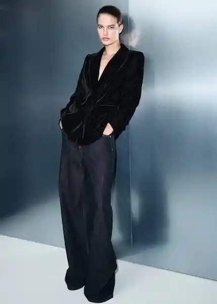 Blazer Americana Combi Negro Talla XS Mujer Mango