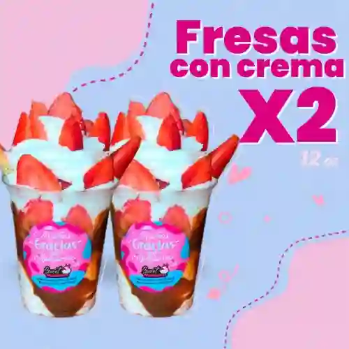 2 Fresas con Crema 12 Onzas