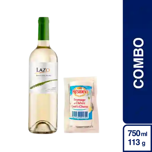 Combo Lazo Vino Blanco Sauvignon + Président Queso de Cabra