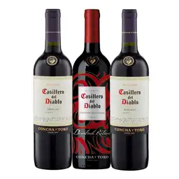 Vino Casillero Del Diablo Merlot + Devil Carmenere 3 Unds X750 Ml