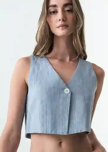 Camisa Lisa Mujer Azul Colonia Medio Talla M 413G360 Naf Naf