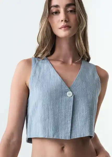 Camisa Lisa Mujer Azul Colonia Medio Talla M 413G360 Naf Naf