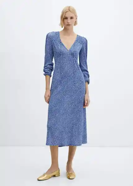 Vestido Pomelo Azul Talla L Mujer Mango