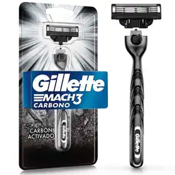 GILLETTE Mach 3 Carbono Cuchilla de Afeitar para Hombre con Carbón Máquina de Afeitar Afeitadora para Hombre con 3 Cuchillas 1 Ud