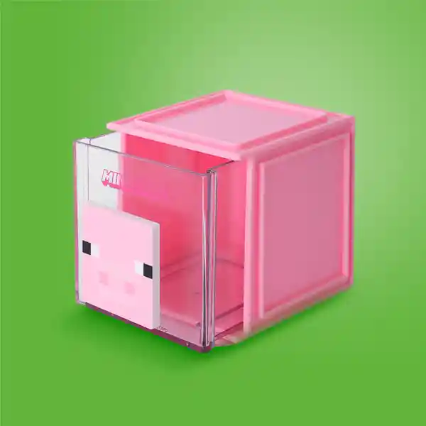 Caja Almacenamiento Pequeña Cerdito Serie Minecraft Rosa Miniso