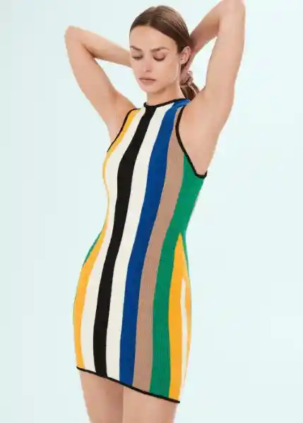 Vestido Gil Crudo Talla L Mujer Mango