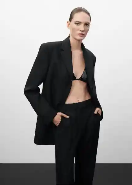 Blazer Americana Mila Negro Talla XL Mujer Mango