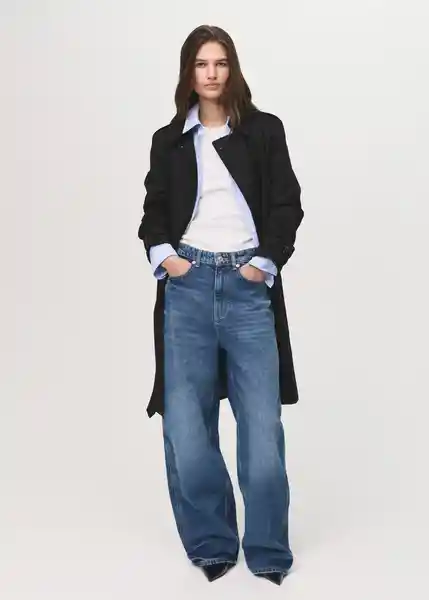 Abrigo Trench Polana Negro Talla M Mujer Mango