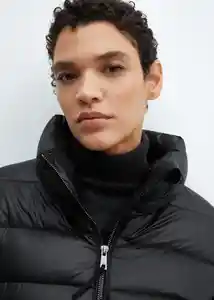 Abrigo Anorak Plumón Negro Talla XS Mujer Mango