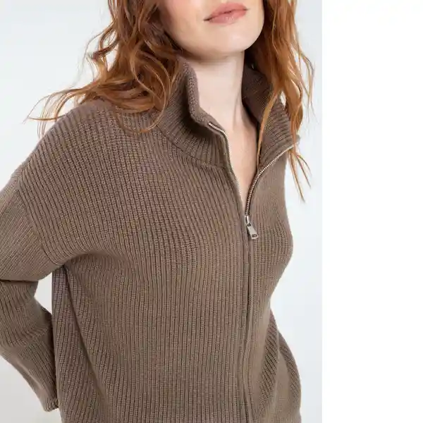  Saco Tejido Andi Mujer Gris Nogal Oscuro Talla L Naf-Naf 