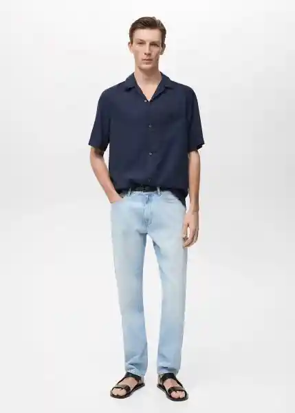 Camisa Malaga Navy Talla S Hombre Mango