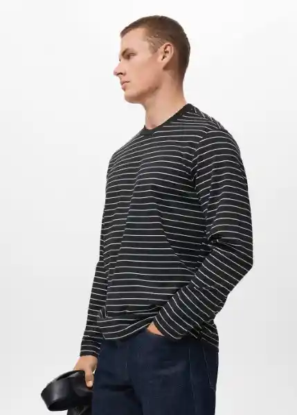 Camiseta Marinier Negro Talla L Hombre Mango