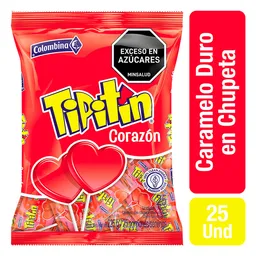 Tipitín Chupetas en Forma de Corazón Sabor a Cereza