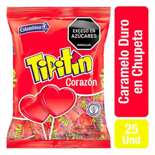 Tipitín Chupetas en Forma de Corazón Sabor a Cereza