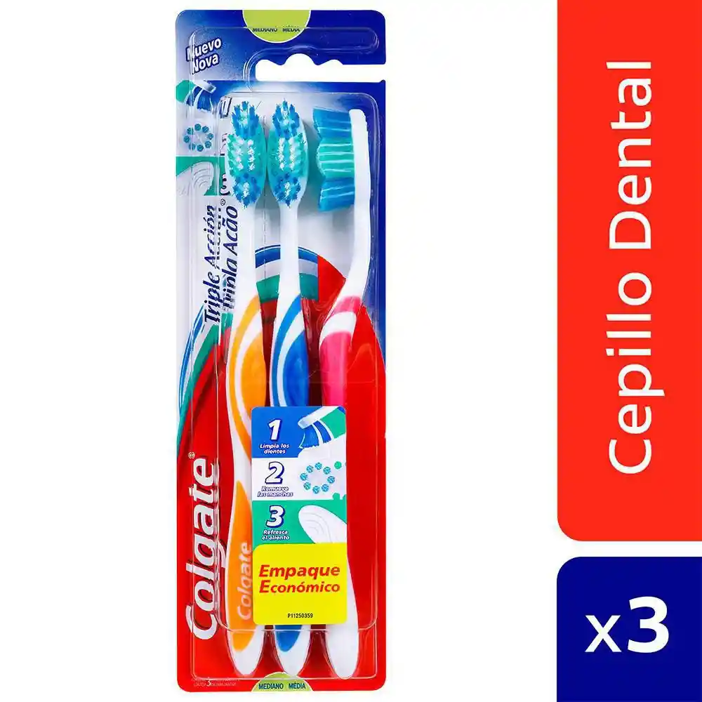 Colgate Cepillo Triple Accion x 3 Unidades