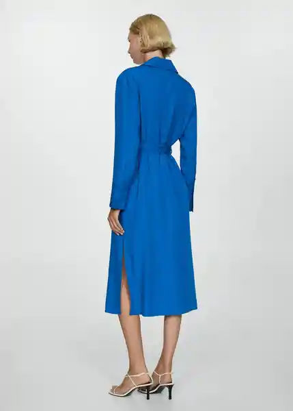 Vestido Mate Azul Talla L Mujer Mango