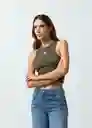 Camiseta Mujer Verde Olivo Ultra Oscuro Talla M 402G032 Naf Naf