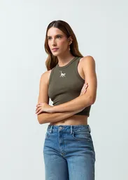 Camiseta Mujer Verde Olivo Ultra Oscuro Talla M 402G032 Naf Naf
