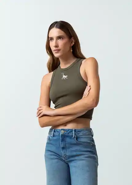 Camiseta Mujer Verde Olivo Ultra Oscuro Talla M 402G032 Naf Naf