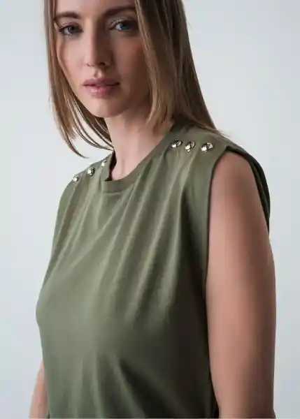 Camiseta Mujer Verde Cocodrilo Oscuro Talla S 509g057 Naf Naf