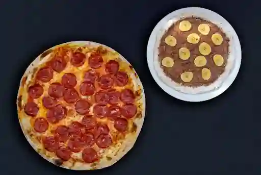 Pizza pepperoni + pizza nutela