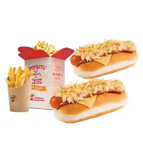 Combo 2 Perros Calientes +2Papas +2Crispetas 80 Oz