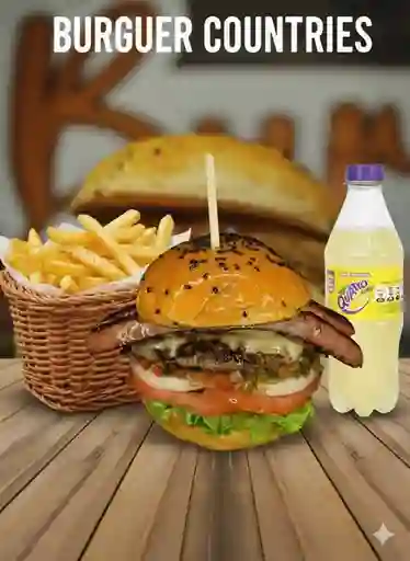 Hamburguesa Argentiva + Papas + Quatro