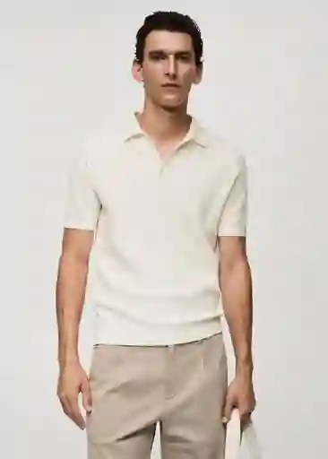 Polo Fluidoh-h Offwhite Talla M Hombre Mango