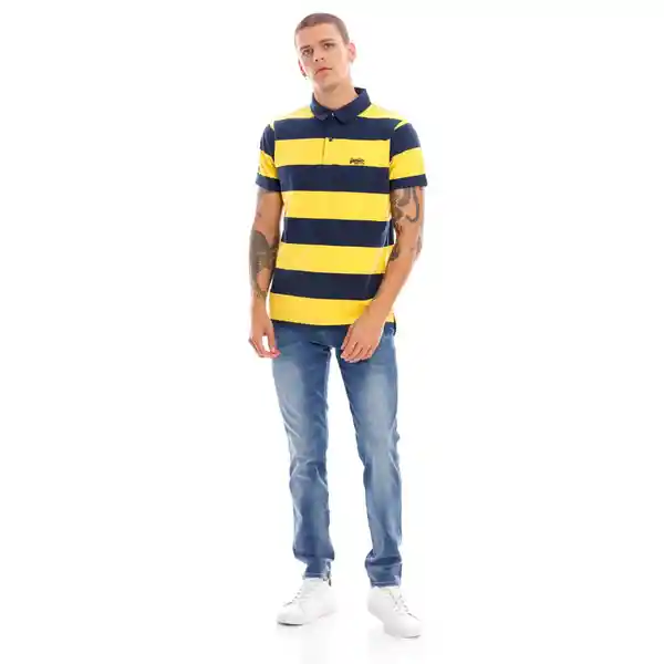 Superdry Camiseta Polo Academy Stripe Amarillo Con Negro Talla L