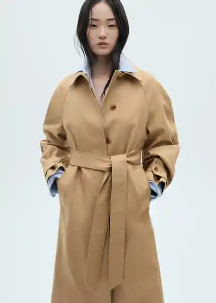 Saco Trench Isabel Camel Talla S Mujer Mango