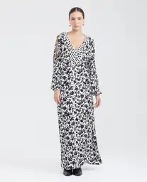 Vestido Maxi Flower Print Crudo Cannoli Claro Talla L Chevignon