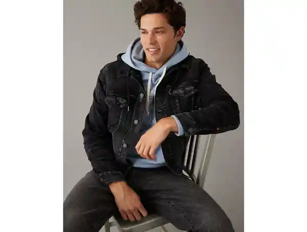 Chaqueta Cuello Hombre Negra Talla Medium American Eagle