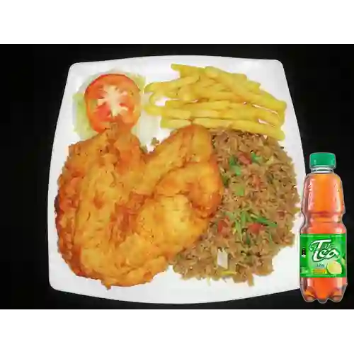 Combo Corriente con Pollo Frito + Mr Tea Limón 300 ml