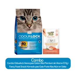 Combo Odourlock Arena Gatos Sin Aroma + Fancy Feast Snack Húmedo