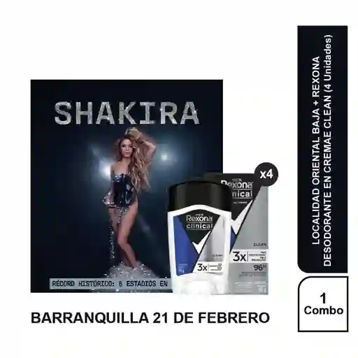 Combo Concierto Shakira Baq 21 Feb Orient Baja + Rexona Clean