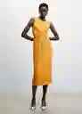 Vestido Nudo-H Naranja Talla L Mujer Mango