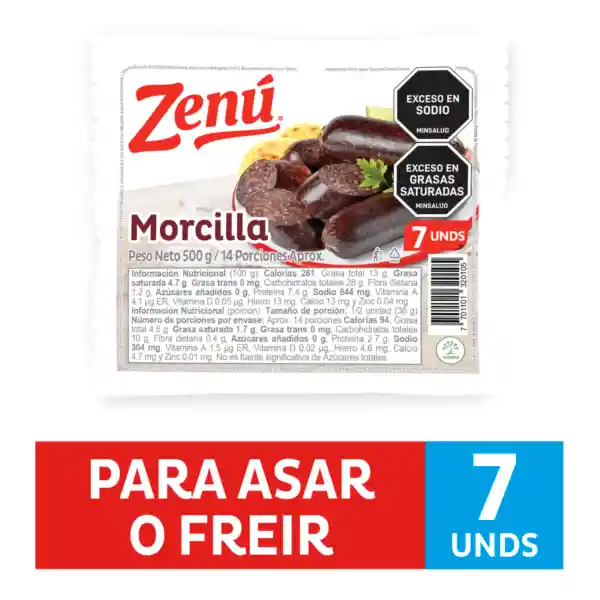 Zenú Morcilla para Asar y Freír