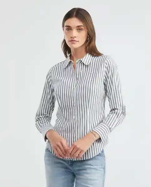 Camisa Ml Stripes Shirt Azul Dark Ultraoscuro Talla S Mujer Chevignon