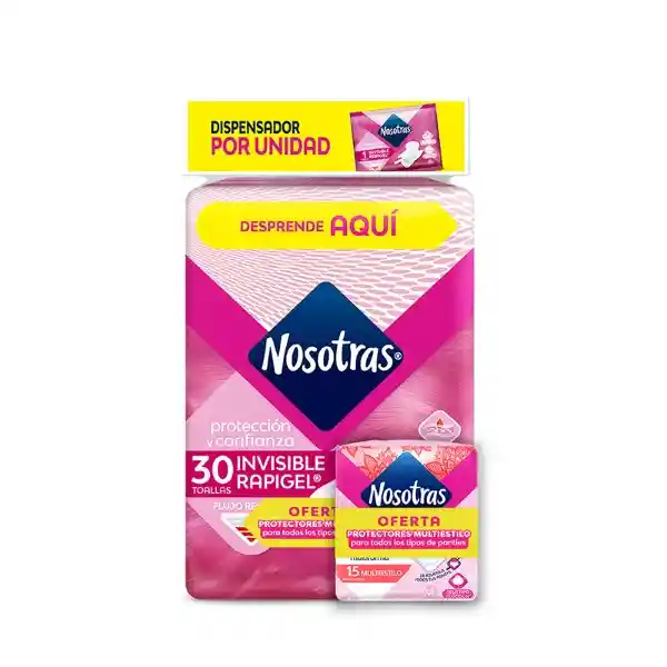 Nosotras Toalla Higiénica Rapigel Invisible + Protector