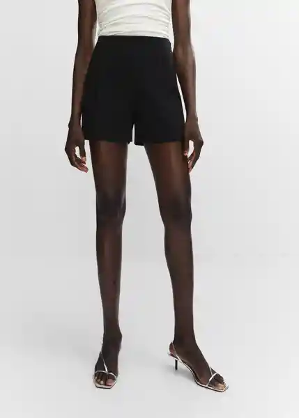 Short Fica Negro Talla 18 Mujer Mango