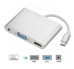 Hepa Convertidor Tipo c a Hdmi/ Vga + Audio 3.5Mm