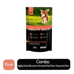 10 x Agility Gold Alimento Humedo Para Perro Trozos de Pavo