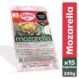 Alpina Queso Mozarella 15 Tajadas 240 g