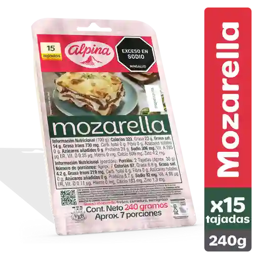 Alpina Queso Mozarella 15 Tajadas 240 g